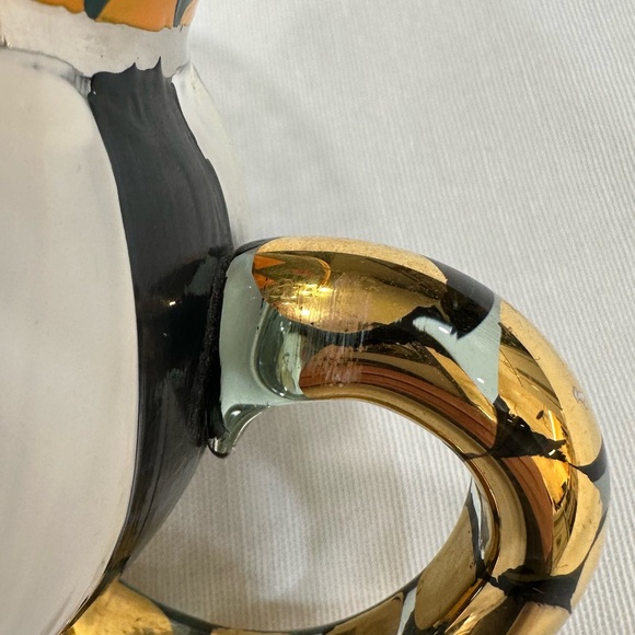 MacKenzie Childs 1983 VTG Hand painted 'Mrs Hunt' Striped Glass Creamer Pitcher - Picture 8 of 10